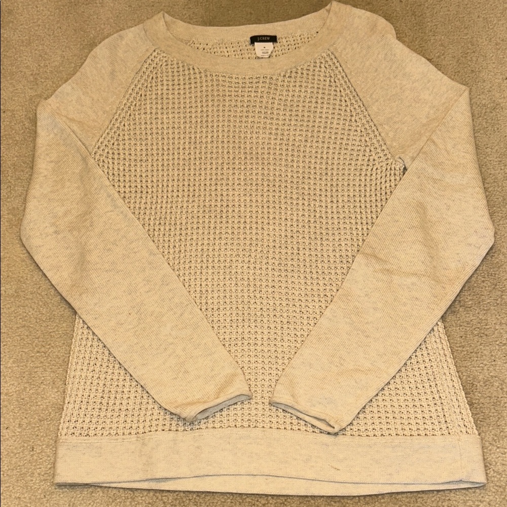 J. Crew Women's Airspun Waffle Knit Beige Sweater